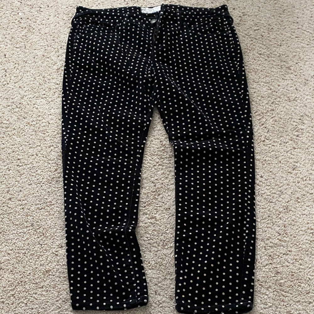 Free People Black Velvet Polka Dot Pants. Size 31.